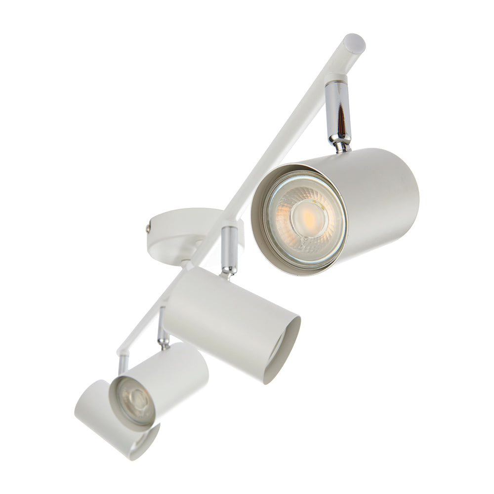 AREZZO | 4 Bar Semi Flush Ceiling Spotlight Fitting | GU10 | IP20 | Matt White with Chrome