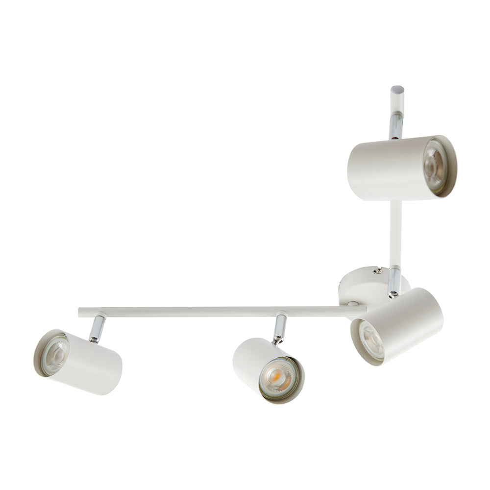 AREZZO | 4 Bar Semi Flush Ceiling Spotlight Fitting | GU10 | IP20 | Matt White with Chrome