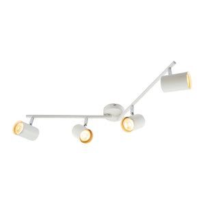 AREZZO | 4 Bar Semi Flush Ceiling Spotlight Fitting | GU10 | IP20 | Matt White with Chrome