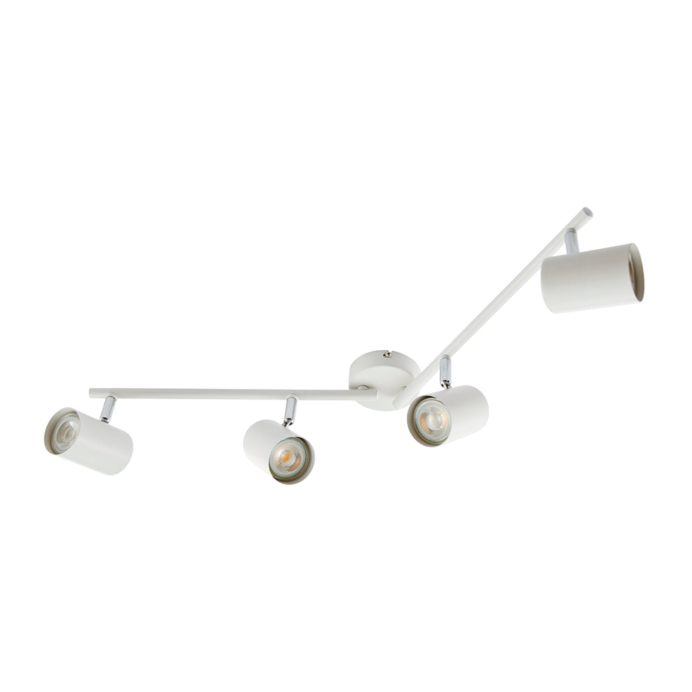 AREZZO | 4 Bar Semi Flush Ceiling Spotlight Fitting | GU10 | IP20 | Matt White with Chrome