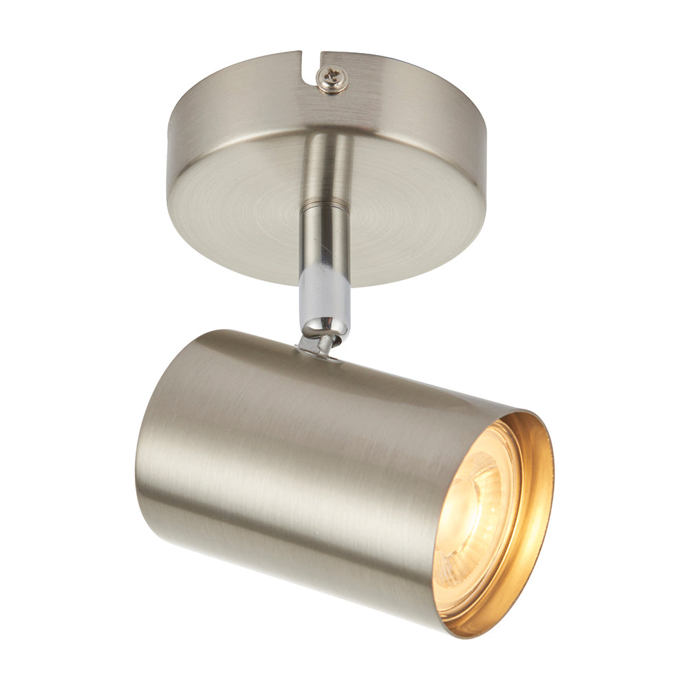 AREZZO | Single Semi Flush Ceiling / Wall Spotlight Fitting | GU10 | IP20 | Satin Chrome with Chrome