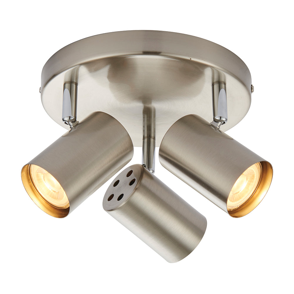 AREZZO | Triple Semi Flush Ceiling Spotlight Fitting | GU10 | IP20 | Satin Chrome with Chrome