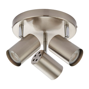 AREZZO | Triple Semi Flush Ceiling Spotlight Fitting | GU10 | IP20 | Satin Chrome with Chrome