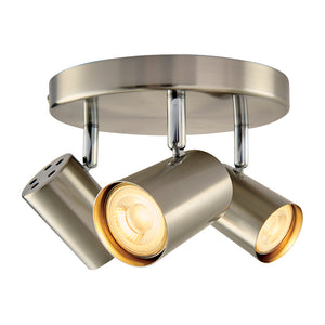 AREZZO | Triple Semi Flush Ceiling Spotlight Fitting | GU10 | IP20 | Satin Chrome with Chrome