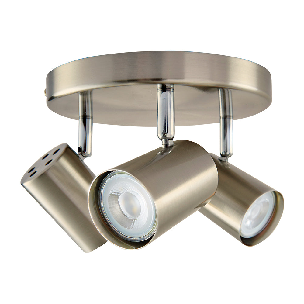 AREZZO | Triple Semi Flush Ceiling Spotlight Fitting | GU10 | IP20 | Satin Chrome with Chrome