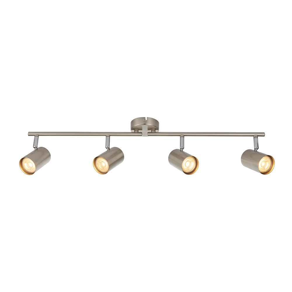 AREZZO | 4 Bar Semi Flush Ceiling Spotlight Fitting | GU10 | IP20 | Satin Chrome with Chrome