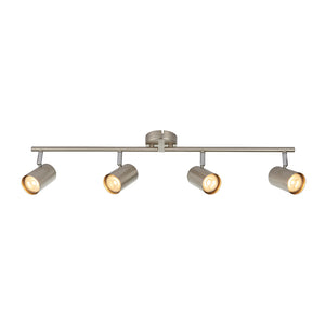 AREZZO | 4 Bar Semi Flush Ceiling Spotlight Fitting | GU10 | IP20 | Satin Chrome with Chrome