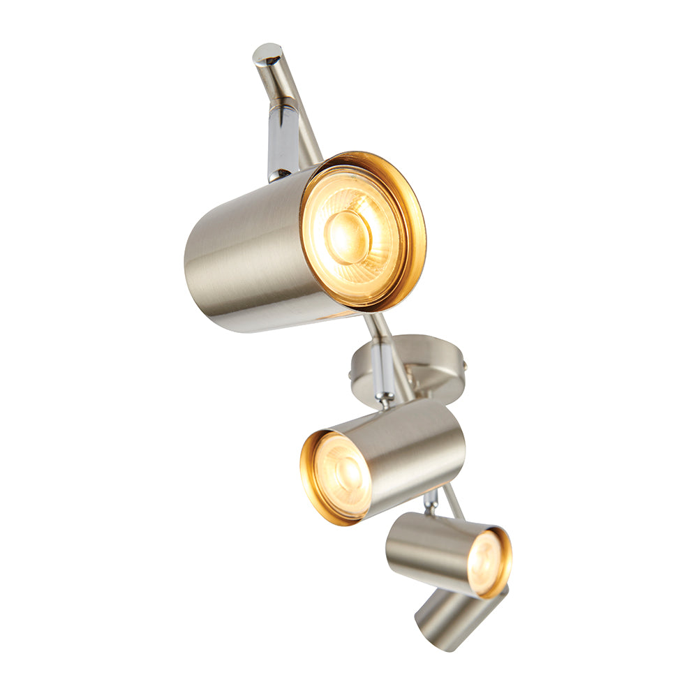 AREZZO | 4 Bar Semi Flush Ceiling Spotlight Fitting | GU10 | IP20 | Satin Chrome with Chrome