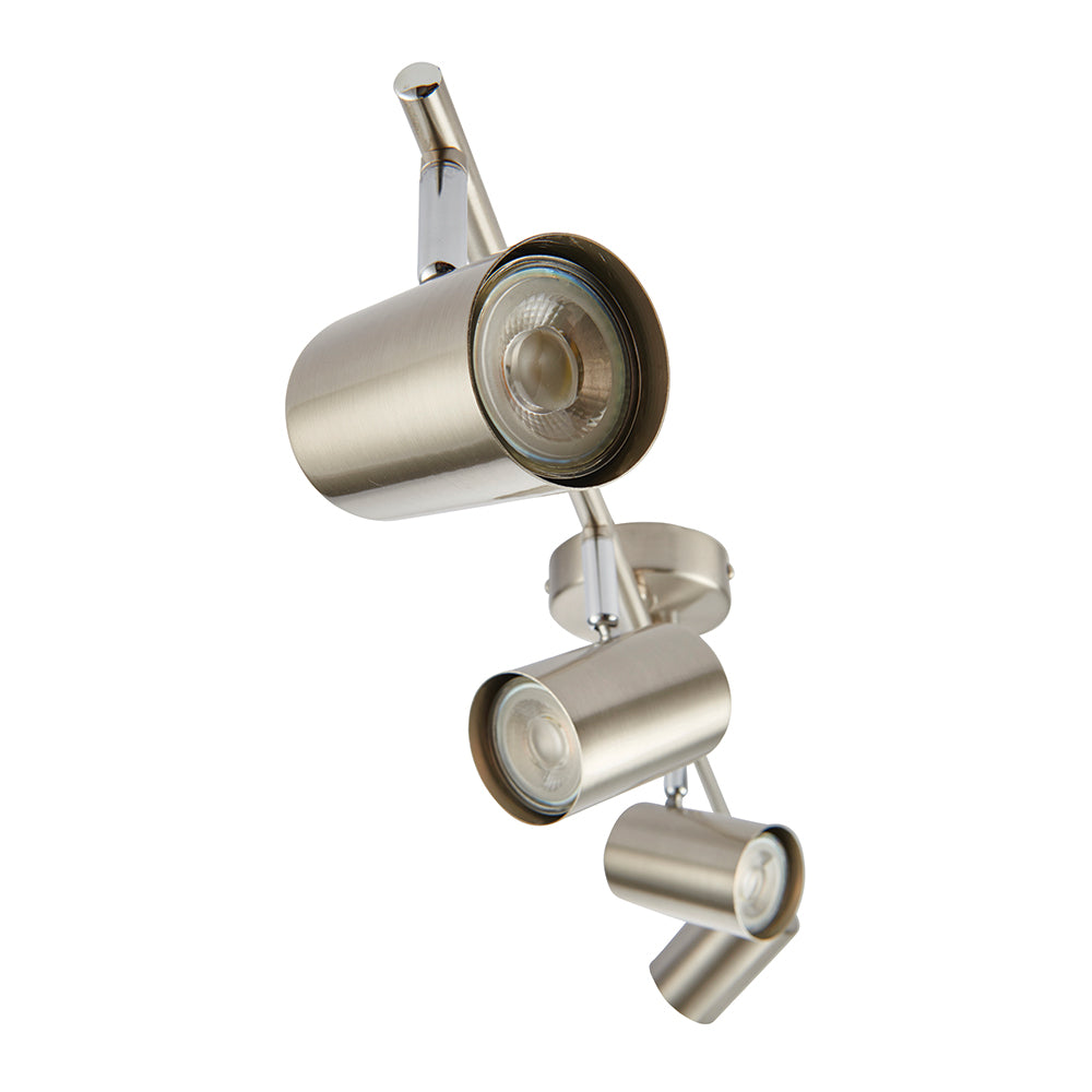 AREZZO | 4 Bar Semi Flush Ceiling Spotlight Fitting | GU10 | IP20 | Satin Chrome with Chrome