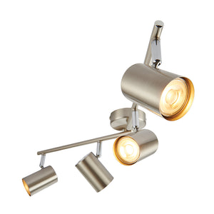 AREZZO | 4 Bar Semi Flush Ceiling Spotlight Fitting | GU10 | IP20 | Satin Chrome with Chrome