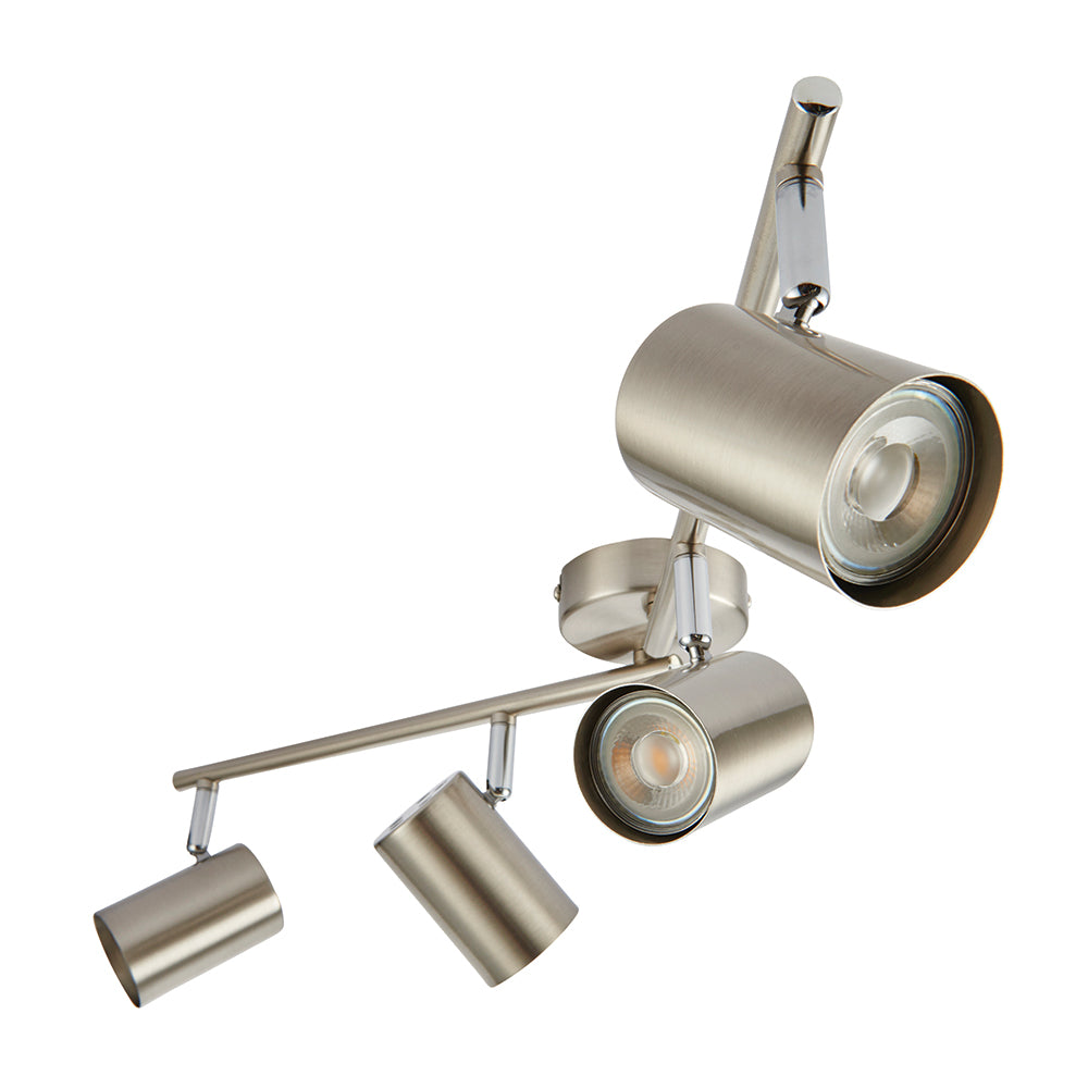 AREZZO | 4 Bar Semi Flush Ceiling Spotlight Fitting | GU10 | IP20 | Satin Chrome with Chrome