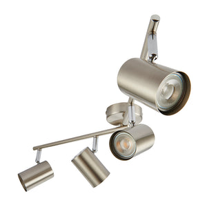 AREZZO | 4 Bar Semi Flush Ceiling Spotlight Fitting | GU10 | IP20 | Satin Chrome with Chrome