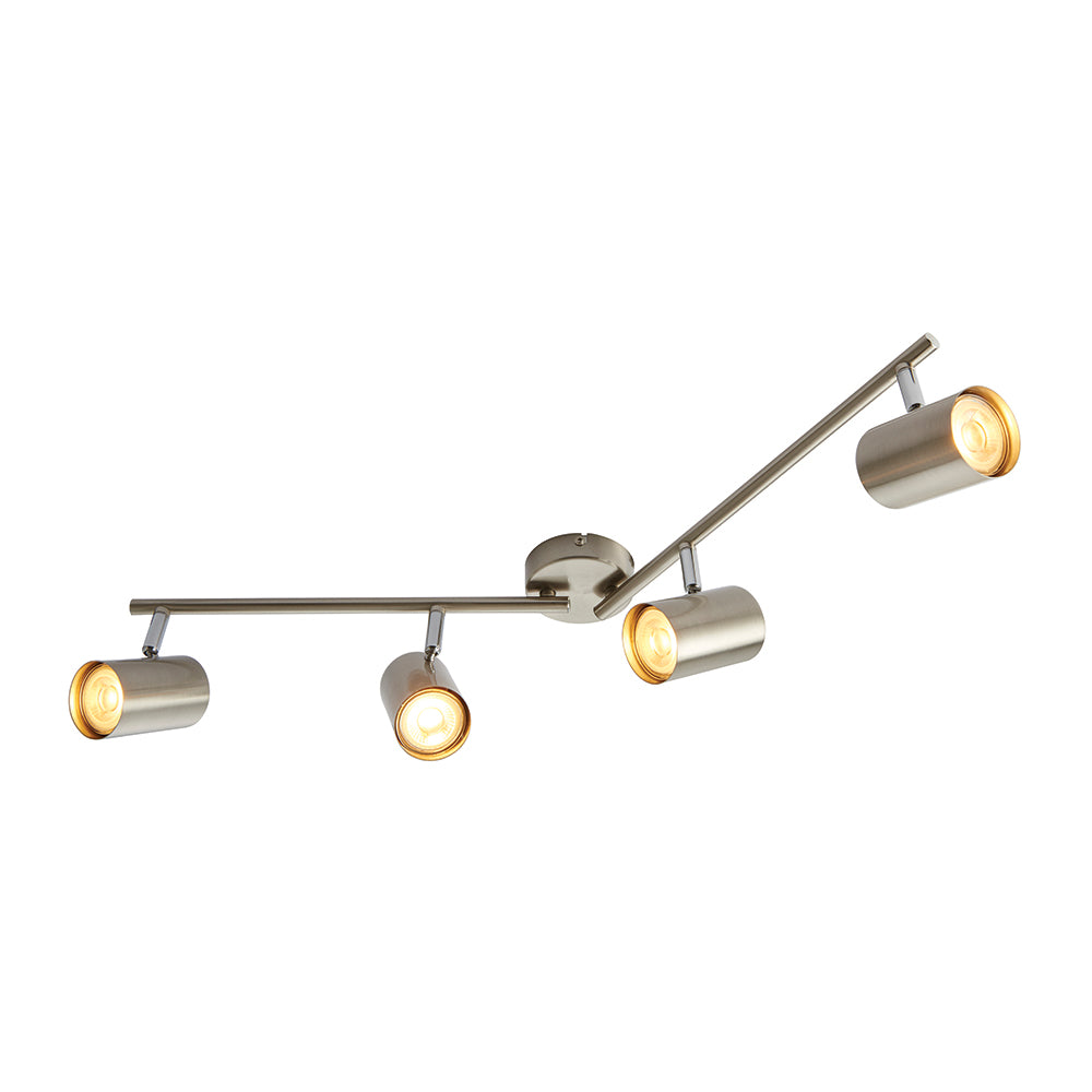 AREZZO | 4 Bar Semi Flush Ceiling Spotlight Fitting | GU10 | IP20 | Satin Chrome with Chrome