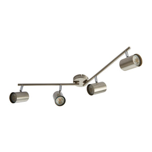 AREZZO | 4 Bar Semi Flush Ceiling Spotlight Fitting | GU10 | IP20 | Satin Chrome with Chrome