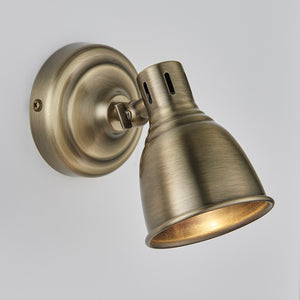 WESTBURY | Single Semi Flush Ceiling / Wall Spotlight Classic Vintage Fitting | GU10 | IP20 | Antique Brass