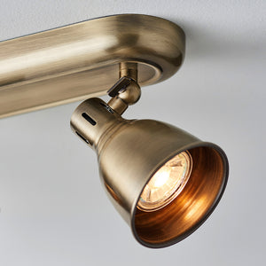 WESTBURY | 4 Bar Semi Flush Ceiling Spotlight Classic Vintage Fitting | GU10 | IP20 | Antique Brass