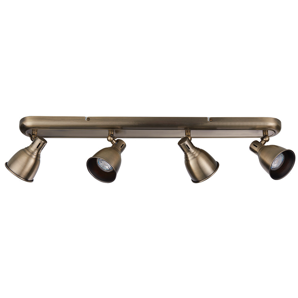 WESTBURY | 4 Bar Semi Flush Ceiling Spotlight Classic Vintage Fitting | GU10 | IP20 | Antique Brass