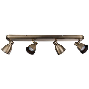 WESTBURY | 4 Bar Semi Flush Ceiling Spotlight Classic Vintage Fitting | GU10 | IP20 | Antique Brass