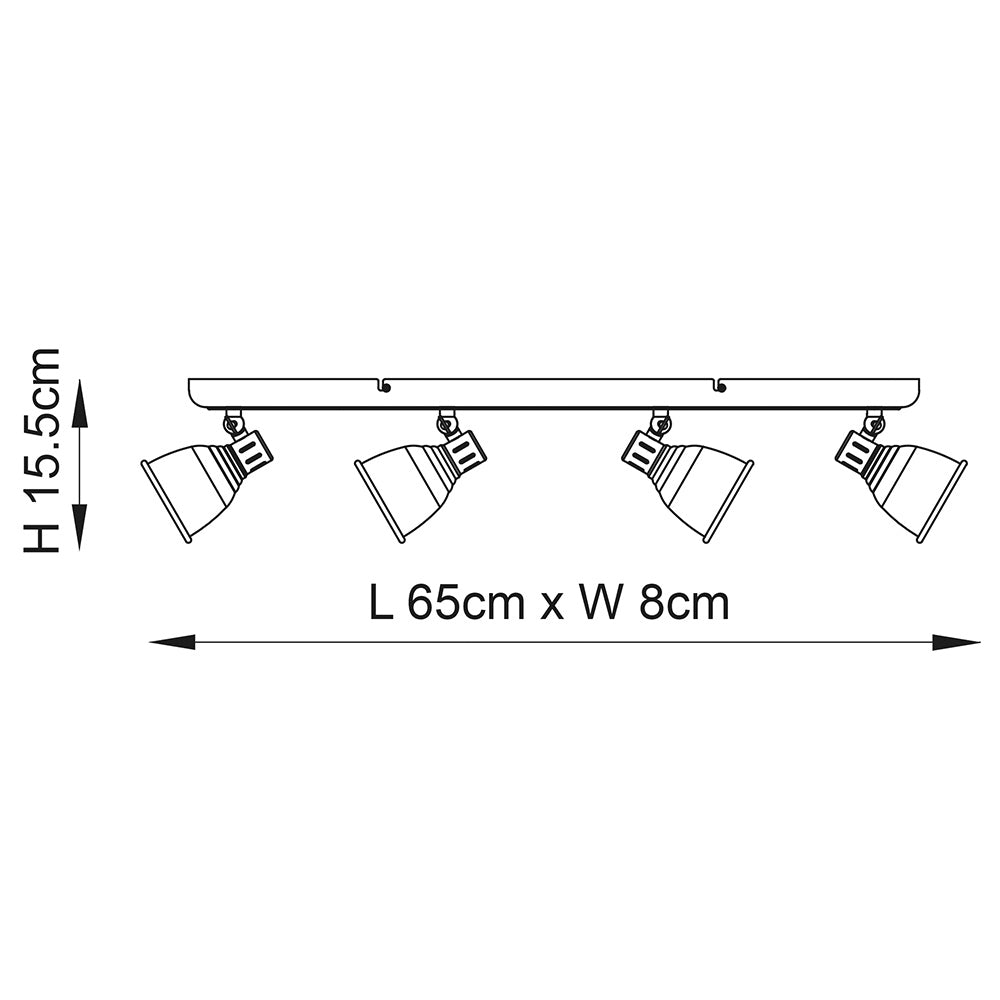 WESTBURY | 4 Bar Semi Flush Ceiling Spotlight Classic Vintage Fitting | GU10 | IP20 | Antique Brass