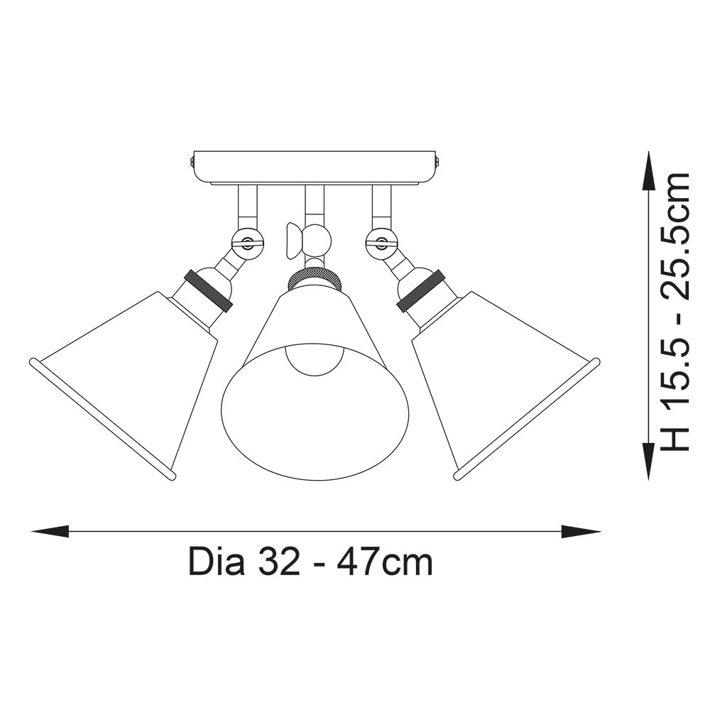 HAL | Triple Semi Flush Ceiling Adjustable Spotlight Fitting | 3 x E14 | IP20 | Polished Nickel