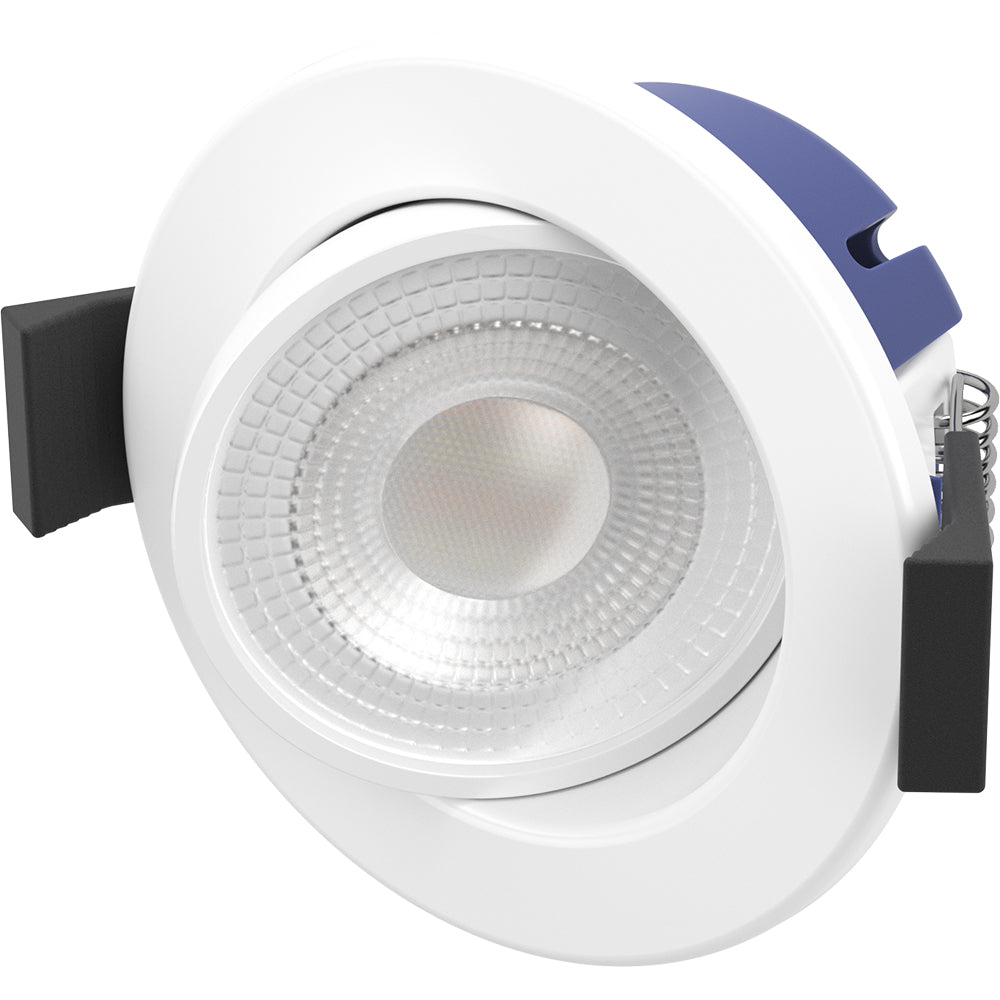 SPEY | Quad-Colour CCT | LED Tilt Adjustable Fire Rated Downlight | Dimmable 5W 580lm | IP65 | White