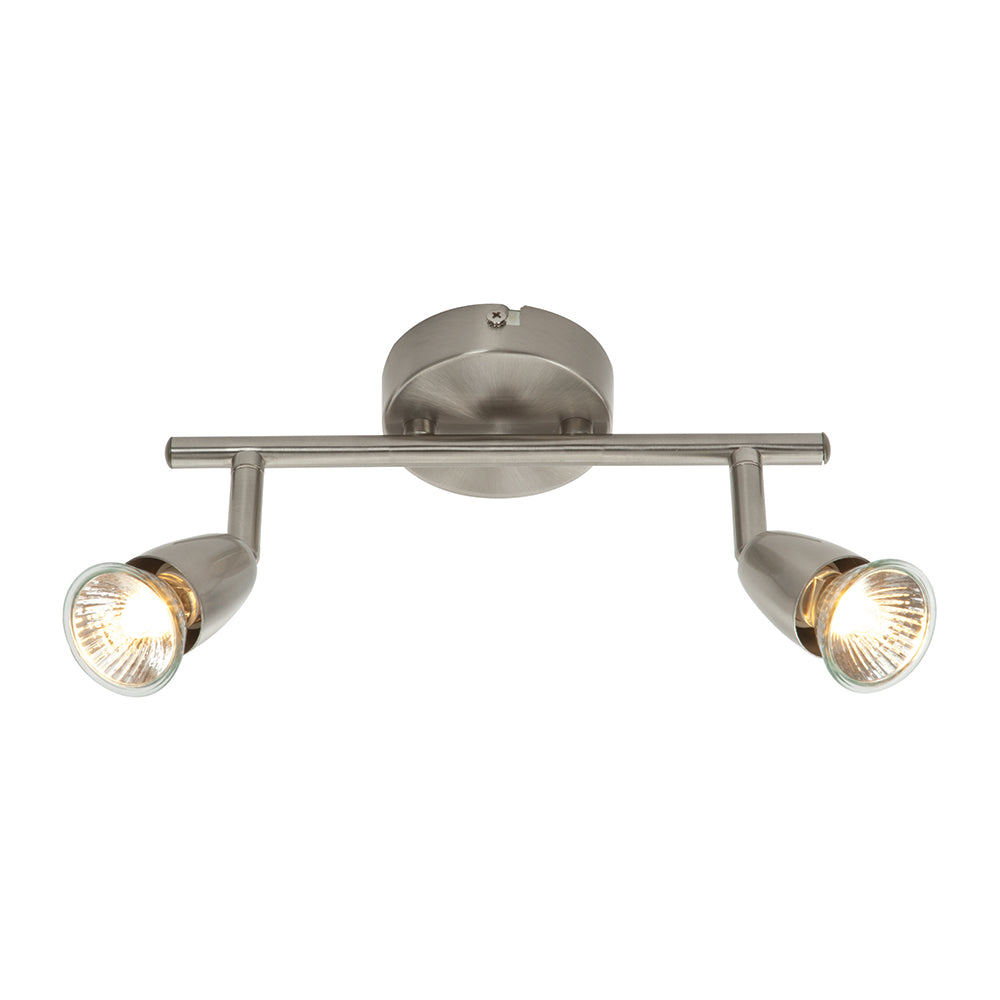 AMALFI | Twin Semi Flush Ceiling / Wall Spotlight Fitting | GU10 | IP20 | Satin Nickel