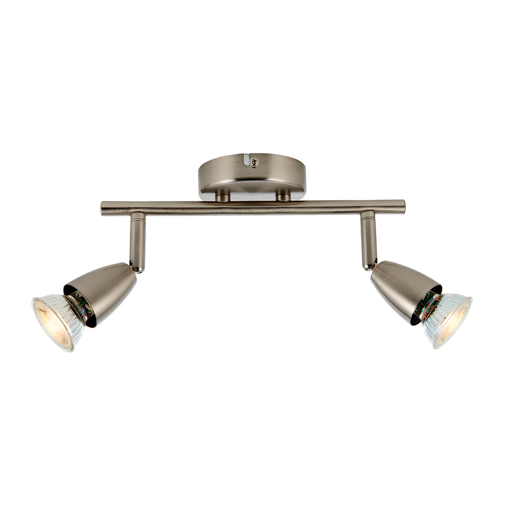 AMALFI | Twin Semi Flush Ceiling / Wall Spotlight Fitting | GU10 | IP20 | Satin Nickel