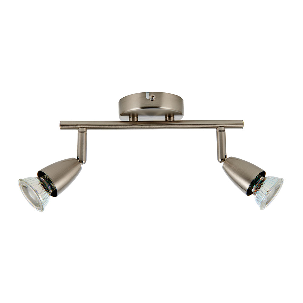 AMALFI | Twin Semi Flush Ceiling / Wall Spotlight Fitting | GU10 | IP20 | Satin Nickel