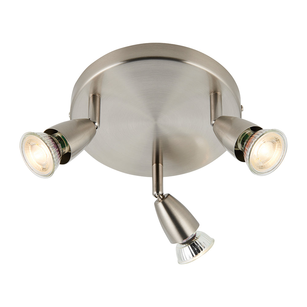 AMALFI | Triple Round Semi Flush Ceiling Spotlight Fitting | GU10 | IP20 | Satin Nickel