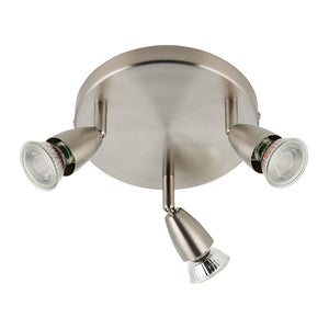 AMALFI | Triple Round Semi Flush Ceiling Spotlight Fitting | GU10 | IP20 | Satin Nickel