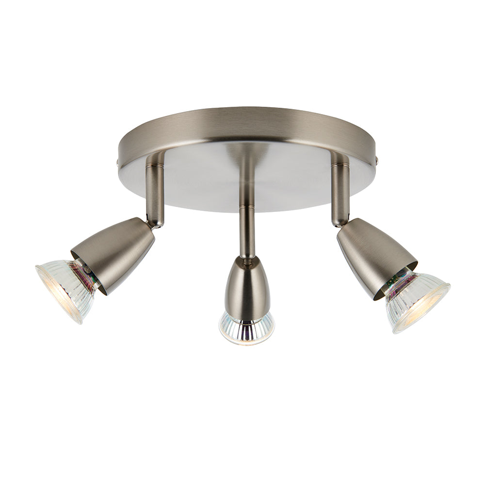 AMALFI | Triple Round Semi Flush Ceiling Spotlight Fitting | GU10 | IP20 | Satin Nickel