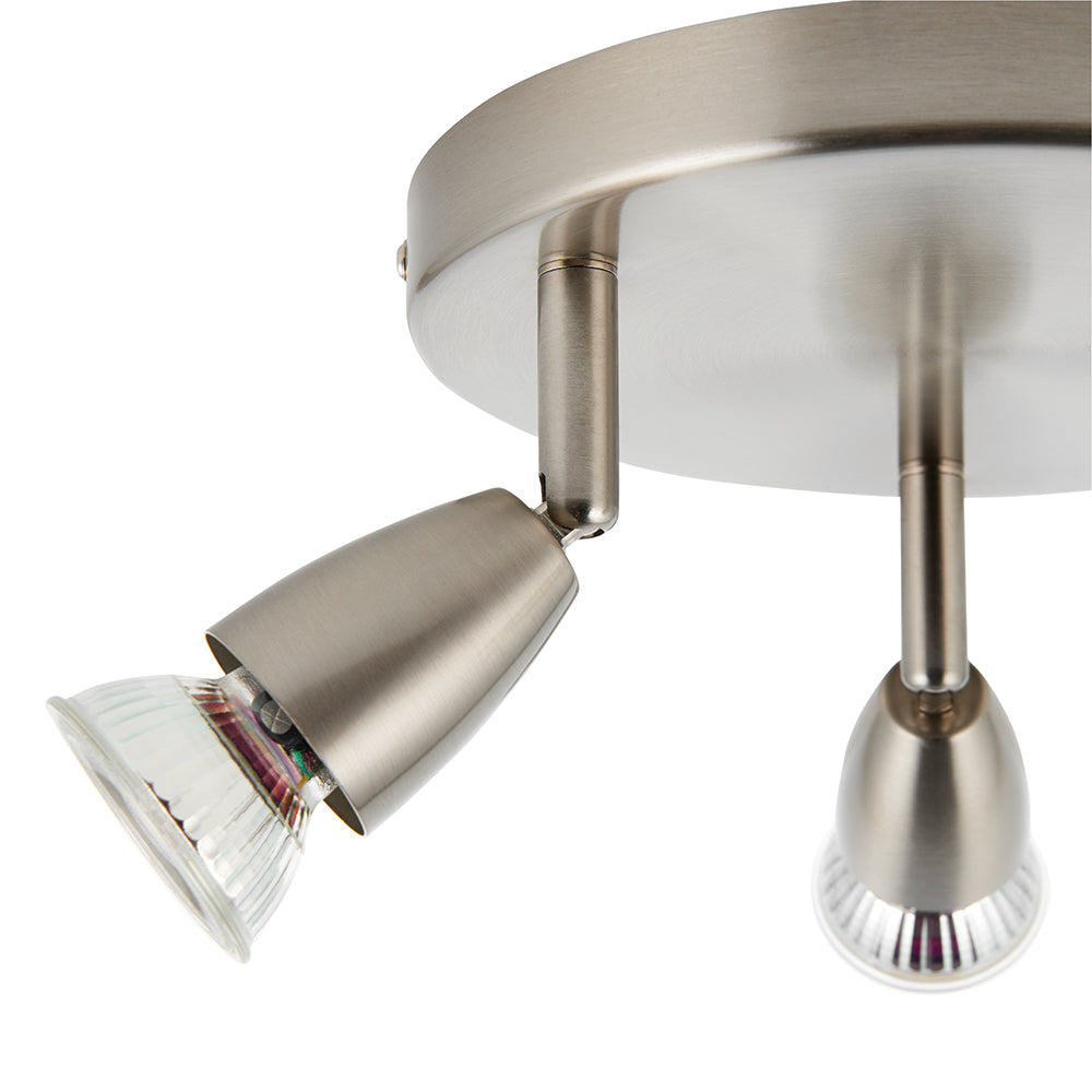 AMALFI | Triple Round Semi Flush Ceiling Spotlight Fitting | GU10 | IP20 | Satin Nickel