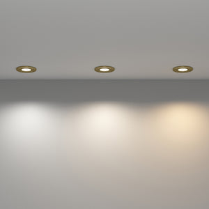 STRATA 5 | Tri-Colour CCT | LED Fire Rated Downlight | Dimmable 5W 600lm | IP65 | Antique Brass