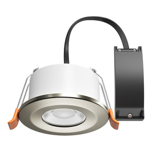 STRATA 5 | Tri-Colour CCT | LED Fire Rated Downlight | Dimmable 5W 600lm | IP65 | Brushed Chrome