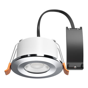 STRATA 5 | Tri-Colour CCT | LED Fire Rated Downlight | Dimmable 5W 600lm | IP65 | Polished Chrome