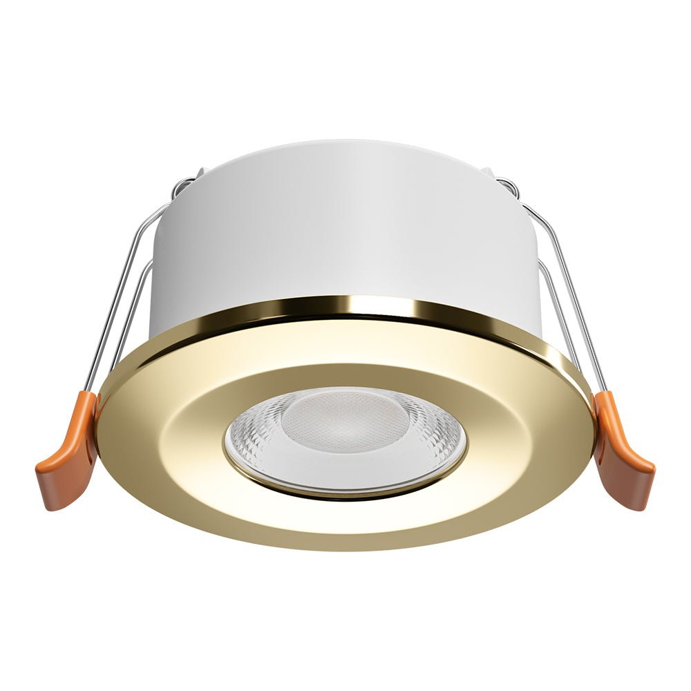 STRATA ECO | 3000K Warm White | LED Fire Rated Downlight | Dimmable 5W 600lm | IP65 | Brass