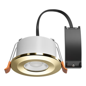 STRATA ECO | 3000K Warm White | LED Fire Rated Downlight | Dimmable 5W 600lm | IP65 | Brass