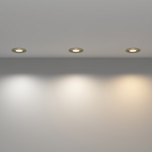 STRATA 5 | Tri-Colour CCT | LED Fire Rated Downlight | Dimmable 5W 600lm | IP65 | Brass