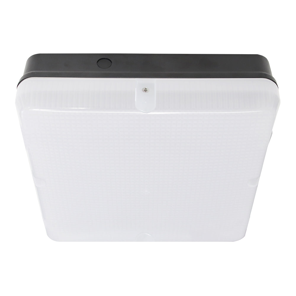 STRATFORD Slim Bulkhead Light | LED Multi Wattage 1900lm | Tri-Colour CCT | IP65 | Black | 3hr Emergency