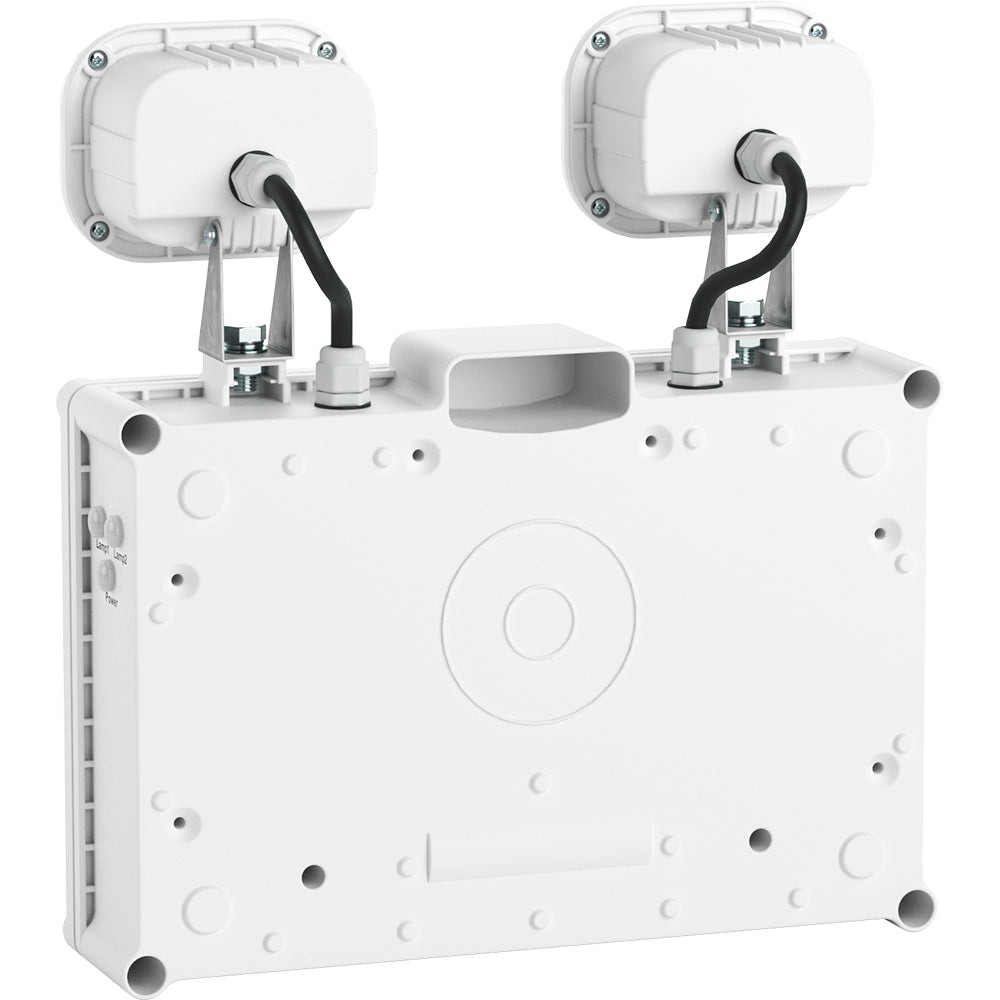 Twin Spot Non Maintained Self Test Wall Light | LED 6W 490lm | 6000K Daylight | IP65 | 3hr Emergency