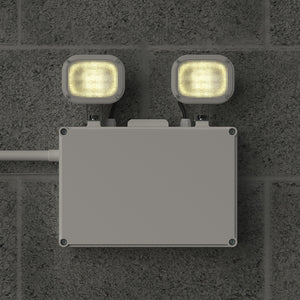 Twin Spot Non Maintained Self Test Wall Light | LED 6W 490lm | 6000K Daylight | IP65 | 3hr Emergency