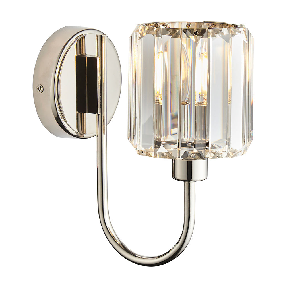 BERENICE | Semi Flush Single Wall Decorative Glass Light Fitting | E14 | Polished Nickel