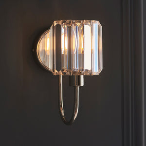 BERENICE | Semi Flush Single Wall Decorative Glass Light Fitting | E14 | Polished Nickel