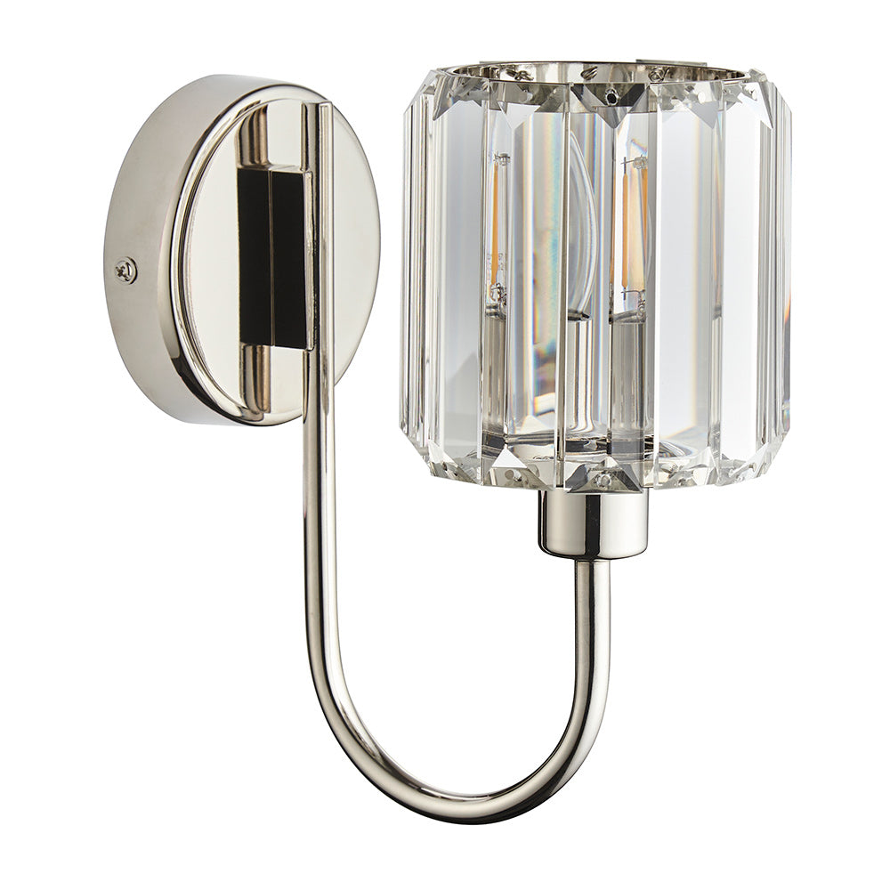 BERENICE | Semi Flush Single Wall Decorative Glass Light Fitting | E14 | Polished Nickel