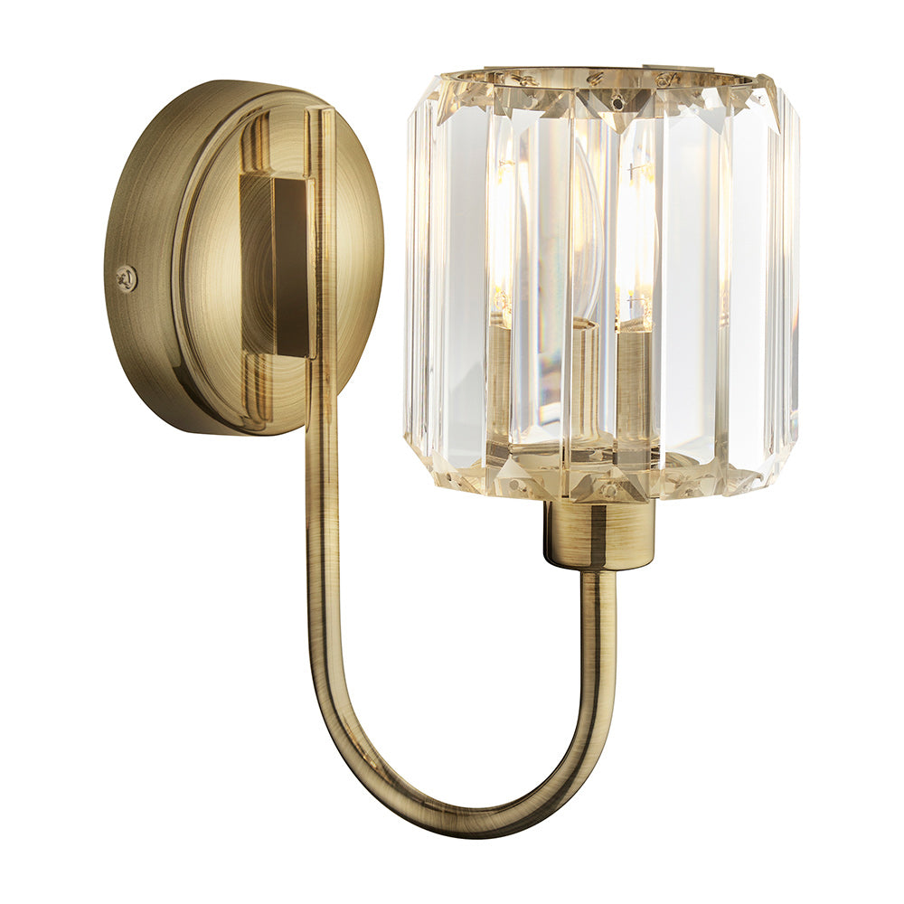 BERENICE | Semi Flush Single Wall Decorative Glass Light Fitting | E14 | Antique Brass