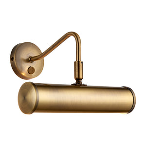 TURNER | Dimmable Picture Wall Light Fitting with Switch | E14 | 230mm | Antique Brass