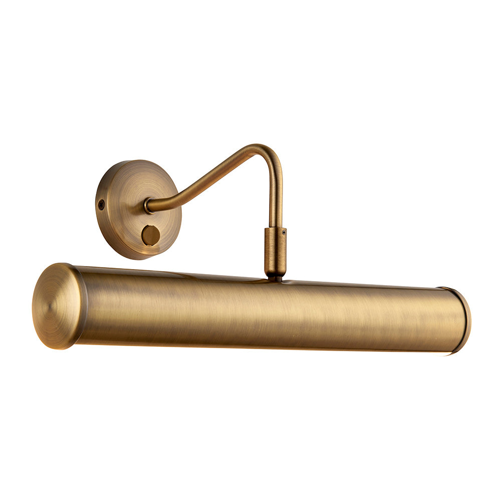 TURNER | Dimmable Picture Wall Light Fitting with Switch | E14 | 355mm | Antique Brass