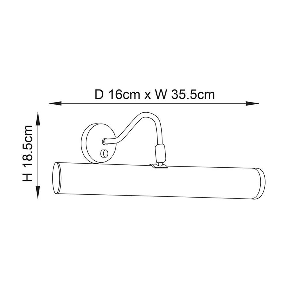 TURNER | Dimmable Picture Wall Light Fitting with Switch | E14 | 355mm | Antique Brass