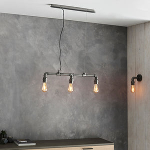 Semi Flush Single Industrial Pipe Wall Decorative Dimmable Light Fitting | E27 | Aged Pewter Finish