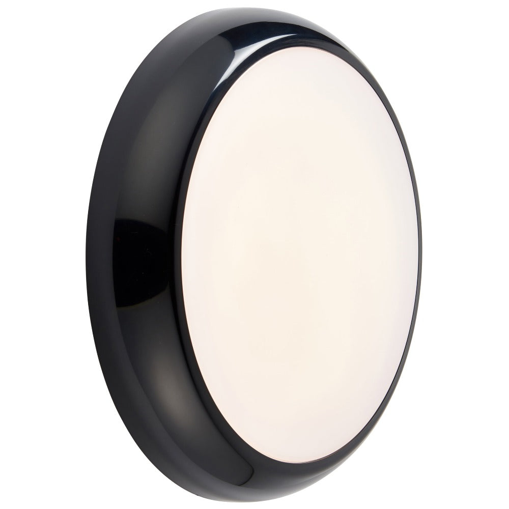 ACTON CCT Slim Bulkhead Light Fitting | LED Multi Wattage 1800lm | CCT Tri-Colour Switchable | IP65 | Black | 3hr Emergency Function | Microwave Motion Sensor